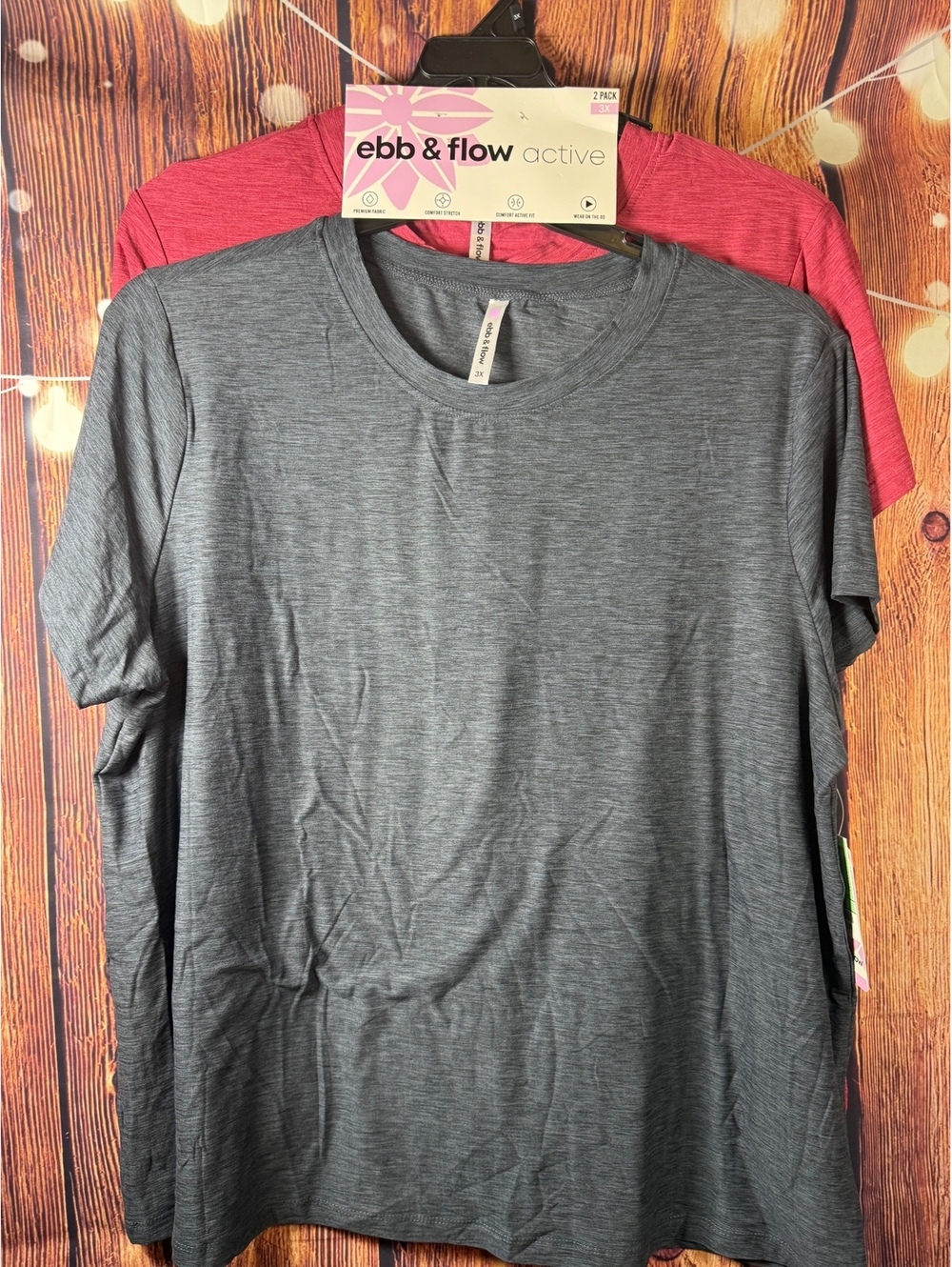 ebb and flow 2 Pack Short Sleeve Tops Gray and Pink